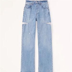 Abercrombie & Fitch Light Blue Low Rise Baggy Jeans